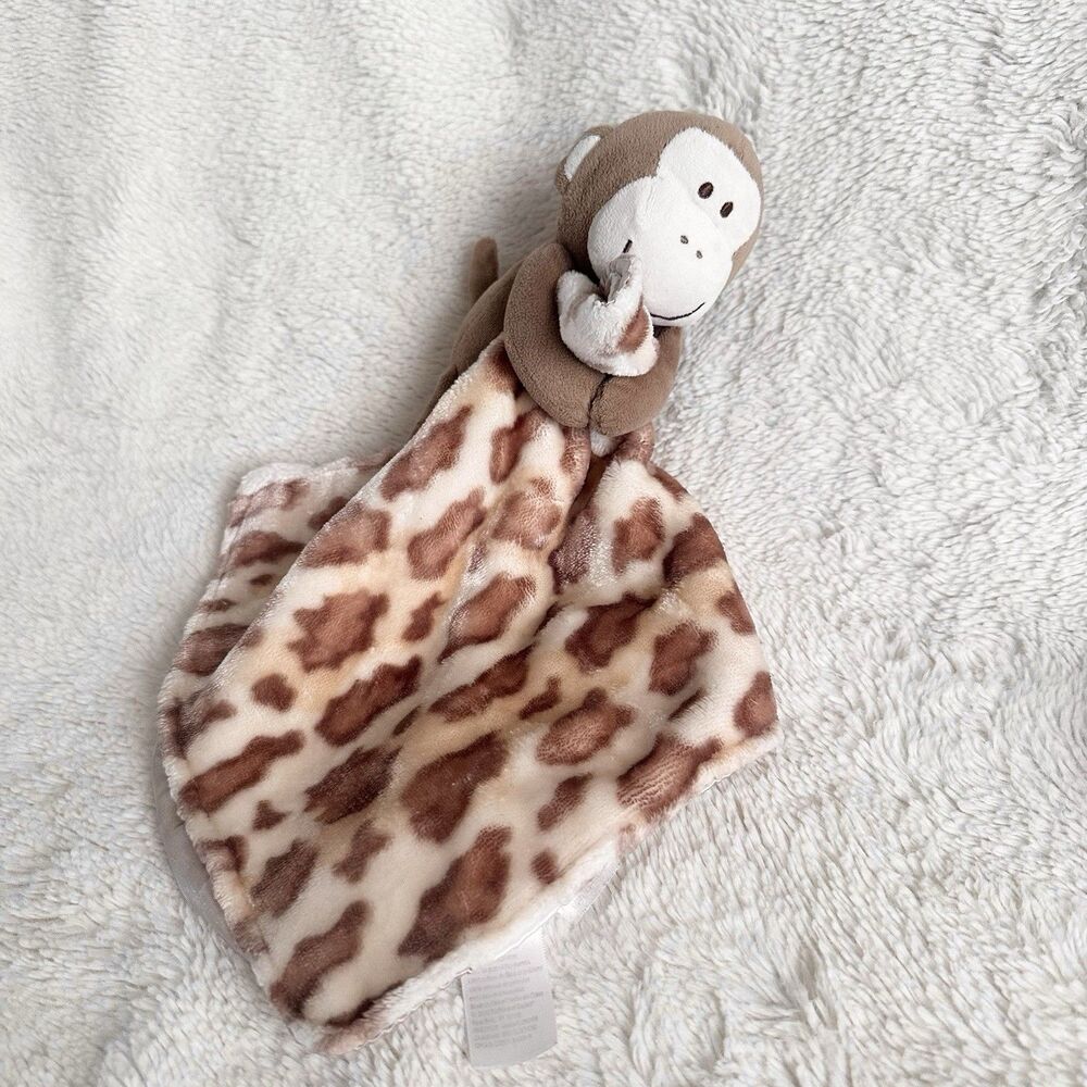 Baby Starters Brown Monkey Rattle Lovey Leopard Print Plush Security Blanket